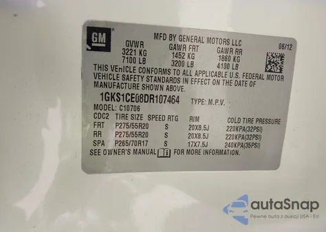 2013 GMC Yukon Slt from USA, damaged, VIN 1GKS1CE08DR107464